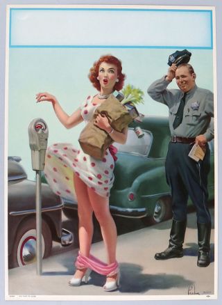 Art Frahm Vintage 1951 No Time To Lose Cheesecake Pin - Up Print Embarrassment
