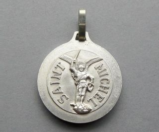 Saint Michael Archangel,  Michel.  Antique Religious Pendant.  French Medal.  France