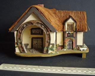 1960s Vintage Clockwork Musical " Thatched Cottage " Smithy Swiss Reuge Movement