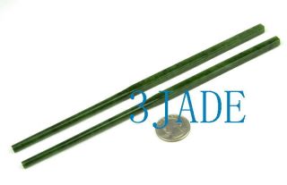 One Natural Green Nephrite Jade Chopsticks / Gemstone Stone Sticks