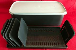 Tupperware Modular Mates Black & Gray Recipe Photo File Box 25 Cup Container