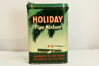 Vintage Holiday Pipe Mixture Vertical Tobacco Tin - Partial Series 119 Tax Stamp