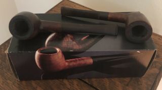 Vintage The Tinder Box Selected Grecian Briar Smoking Pipes (2),  And Box (1)