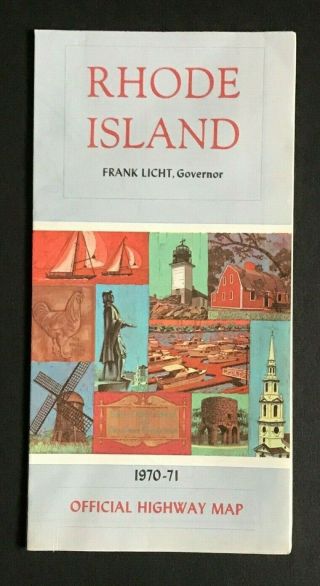 Vintage Tourist Map - State Of Rhode Island - 1970s