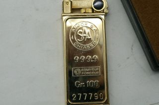 ARGOR S.  A.  A 999.  9 GOLD BAR LOOK LIGHTER MADE IN JAPAN by FLAMEX 100gr RARE 8