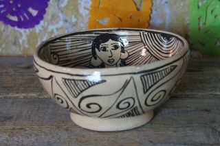 Lg Mermaid Clay Bowl Tzintzuntzan Purépecha Indian Mexican Folk Art by Morales 3
