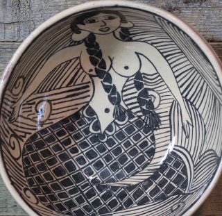 Lg Mermaid Clay Bowl Tzintzuntzan Purépecha Indian Mexican Folk Art by Morales 7