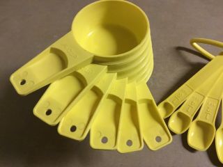 Vintage Yellow Tupperware Measuring Cups & Spoons 2