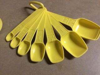 Vintage Yellow Tupperware Measuring Cups & Spoons 3