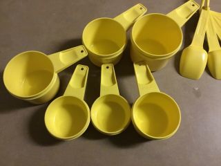 Vintage Yellow Tupperware Measuring Cups & Spoons 5
