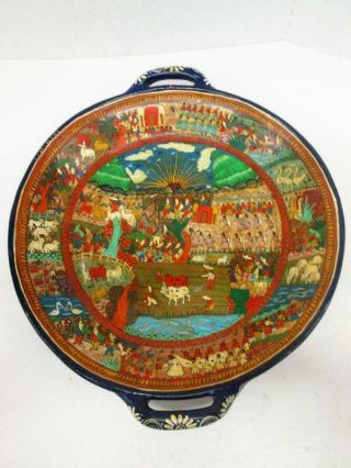 Vtg.  Talavera Pottery Hand Painted Folk Art Tray Plate Bowl Platter Mexico 16 "