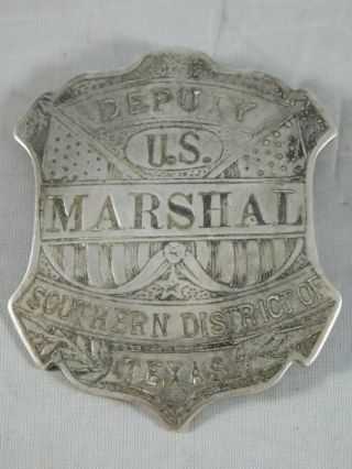 U.  S.  Deputy Marshal Sterling Silver Badge Southern District Of Texas Fantasy