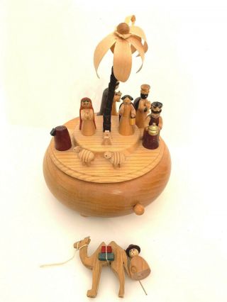 Vintage Romance Music Box Nativity German Figurines Silent Nig