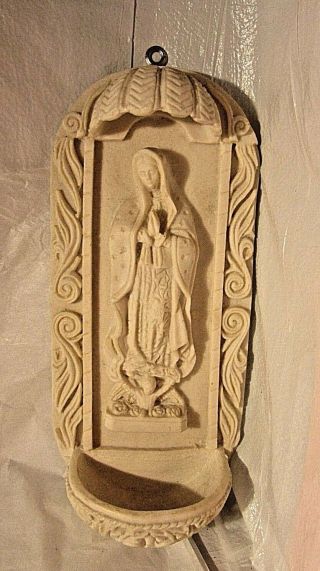 Vintage Holy Water Font Virgin Mary Mother & Child Large Resin W/ Hook Mexico