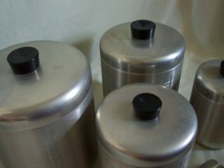 VINTAGE CENTURY 9 PIECE BRUSH ALUMINUM WARE CANISTER SET - - MADE IN USA 4