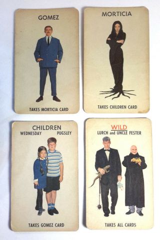 1965 Set Of 4 Addams Family Game Cards 5.  5 " X 3.  5 " - S&h (tc - 001)
