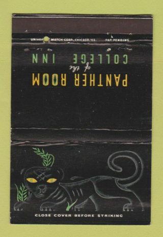 Matchbook Cover - College Inn Panther Room Hotel Sherman Chicago Il 40 Strike