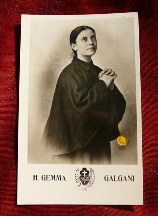 St Gemma Galgani Passionist Holy Relic Card With Relic & Seal (vintage)