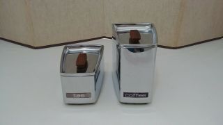 Vintage Lincoln Beauty Ware Chrome Wedge Shaped Canister Set Coffee & Tea