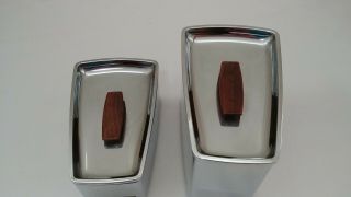 Vintage Lincoln Beauty Ware Chrome Wedge Shaped Canister Set Coffee & Tea 3