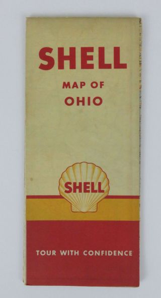 Vintage Shell Oil Co.  Ohio Road Map Tour With Confidence From Late 1940 