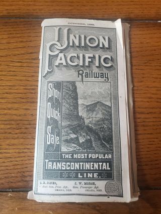 Union Pacific Transcontinental Railway / Railroad Time Table October 1885 Rail