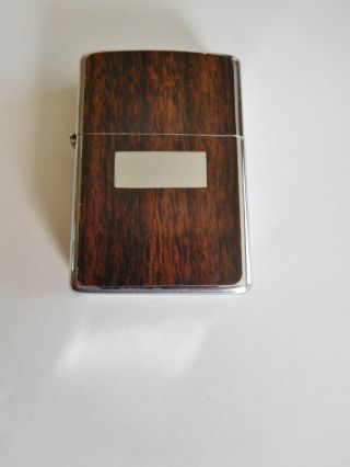 Vintage 1974 Zippo Lighter With Woodgrain & Id Panel With No Monogram