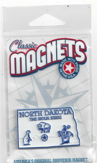 North Dakota The Sioux State Outline Map Magnet In Souvenir Bag,