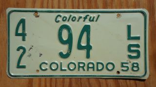 1958 Colorado License Plate 42 / 94