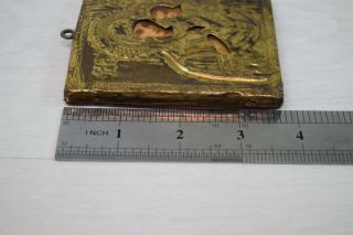Antique Collectible Small Traveling Icon Virgin Mary Holding Christ Gold Plated 7