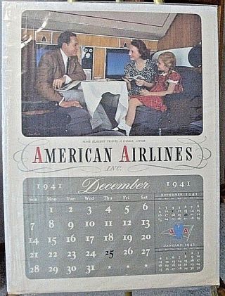 American Airlines Calendar Page December 1941 Ivan Dimitri Signed