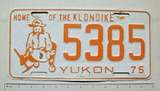 1975 Yukon Passenger License Plate 5385 " Home Of The Klondike " Gold Panner Miner