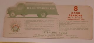Rare Vintage (london & St.  Thomas,  Ont) " Sterling Fuels " Advertising Ink Blotter
