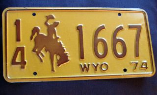 1974 Wyoming License Plate 7 Days Only