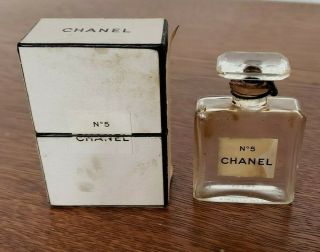 Chanel No 5 Vintage Perfume Glass Bottle Empty Box 1/2 Oz Size 8