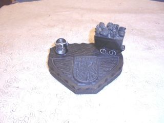 Souvenir Bytom Poland Coal Cart Miners Lamp Crest Desk Top Piece