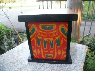 Clarence Wells Wood Box Art Northwest Coast Haida Canada First Nations Signed 6