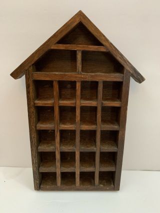 Vtg Wooden Thimble Trinket Knicknack Display Shelf House 10.  5x6