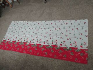 Vintage Linen Table Cover Santas/holly Leaves/christmas Packages 80 " L X 34 " W
