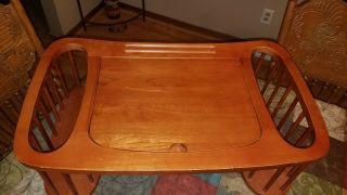 VINTAGE Large Wooden BED TRAY LAPTOP DESK w/Easel & Double & Side Baskets 2