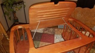 VINTAGE Large Wooden BED TRAY LAPTOP DESK w/Easel & Double & Side Baskets 4