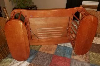 VINTAGE Large Wooden BED TRAY LAPTOP DESK w/Easel & Double & Side Baskets 6