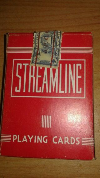 Vintage Streamline Playing Cards Linen Finish Rare