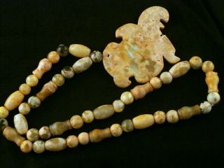 26 Inches Chinese Old Jade Beads Necklace W/ Phoenix Pendant Maa002 5