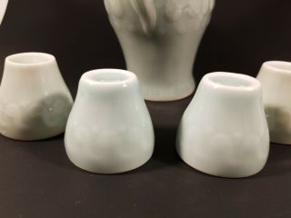 Vintage Celadon Ceramics Chinese Tea Set Goat shaped teapot with 4 Cups 5
