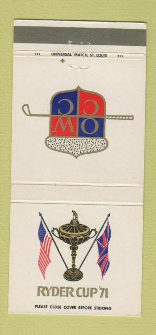 Matchbook Cover - Ryder Cup 1971 Golf St Louis Mo 30 Strike