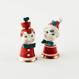 Christmas Caroler Bell Figurines Set Of 2 Vintage - Style Design Ceramic