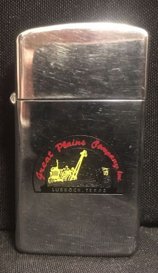 Vintage 1973 Slim Zippo Great Plains Company Railroad Advertising Lighter