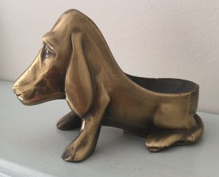 Vintage Brass Basset Hound Dog Pipe Rest Holder Stand Smoke 4”x3”