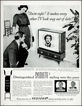 1958 Jerry Parnis Design Sylvania Television Couple Vintage Photo Print Ad Adl79